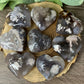 Black Flower Agate Hearts