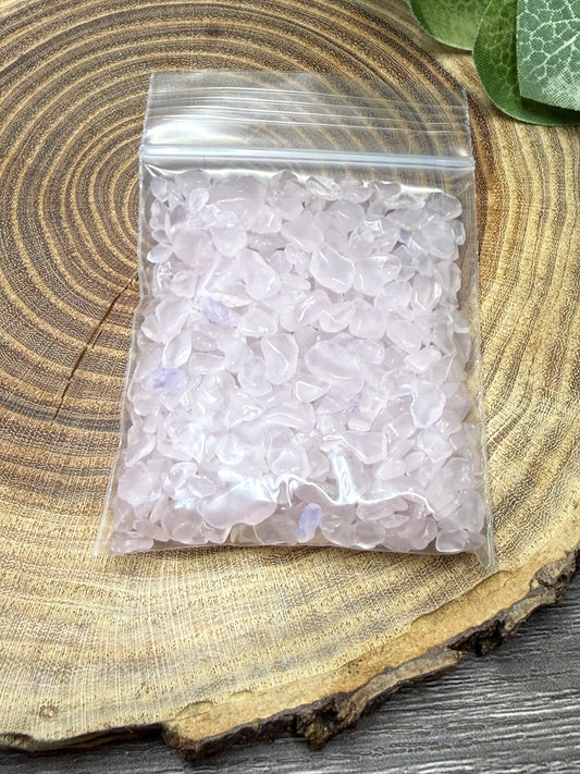 Rose Quartz Crystal Chip Bag