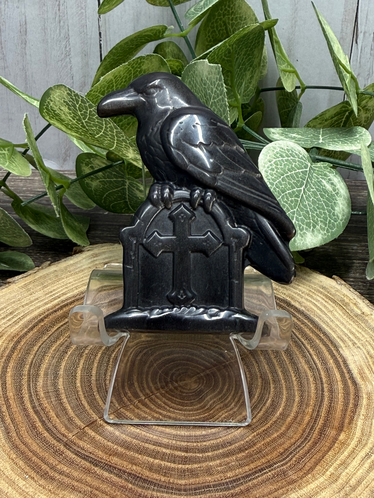 Bird on Toombstone - Sheen Obsidian