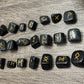 Black Obsidian Rune Stones Set Crystal with Elder Futhark Letterings