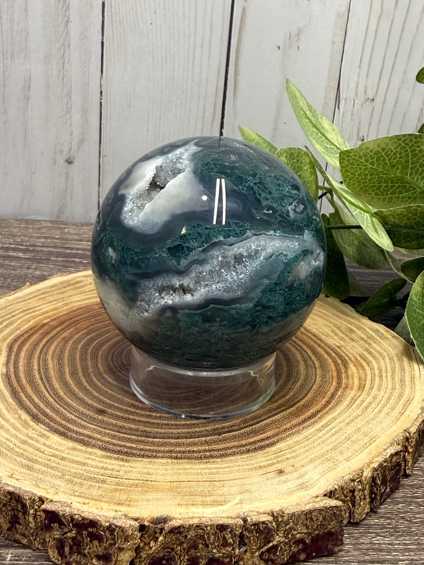 Moss Agate Spheres - Druzy