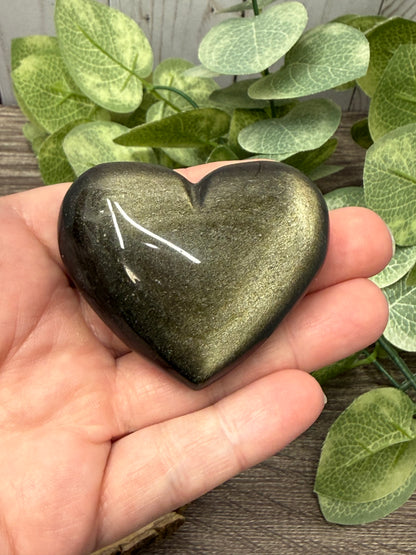 Gold Sheen Obsidian Carved Hearts