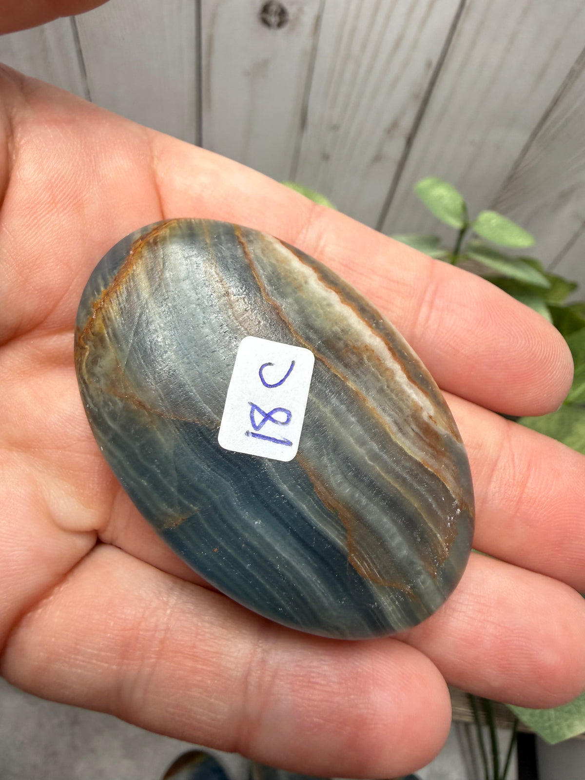 Blue Onyx Palm Stone