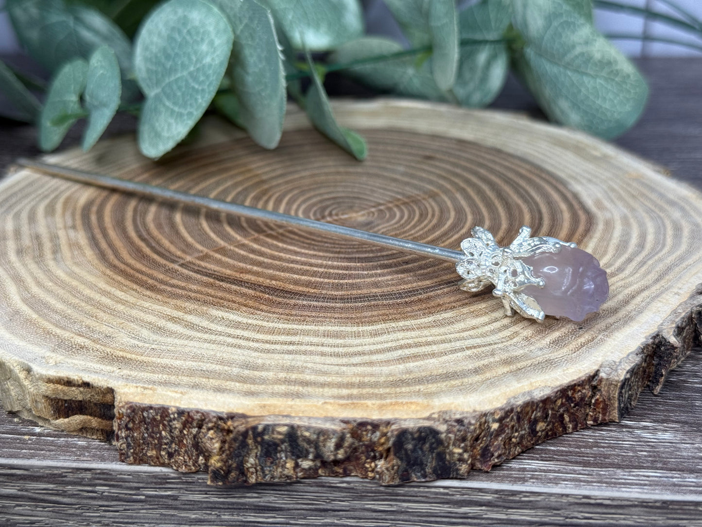 Fluorite Rose Hair Pins