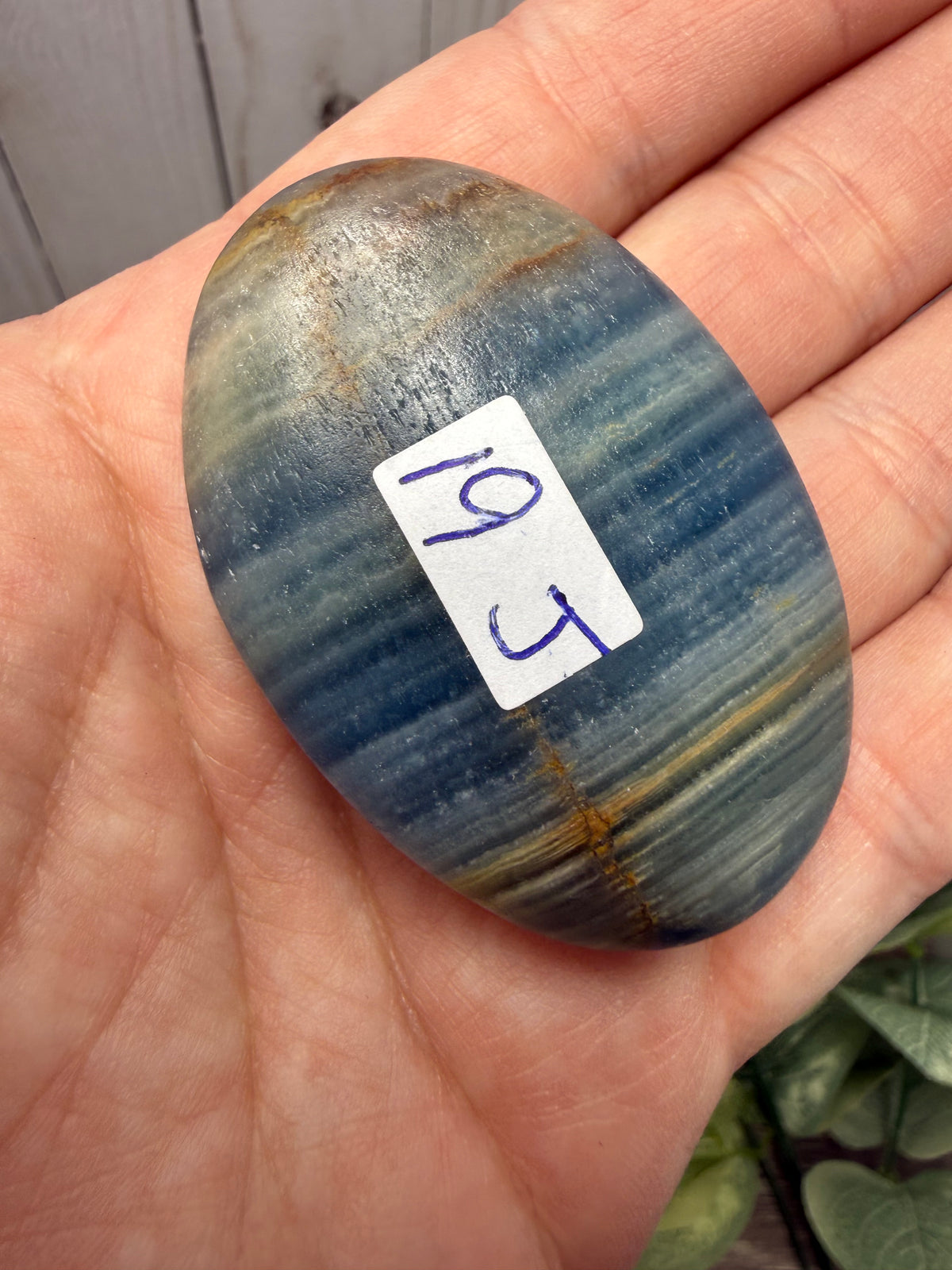 Blue Onyx Palm Stone