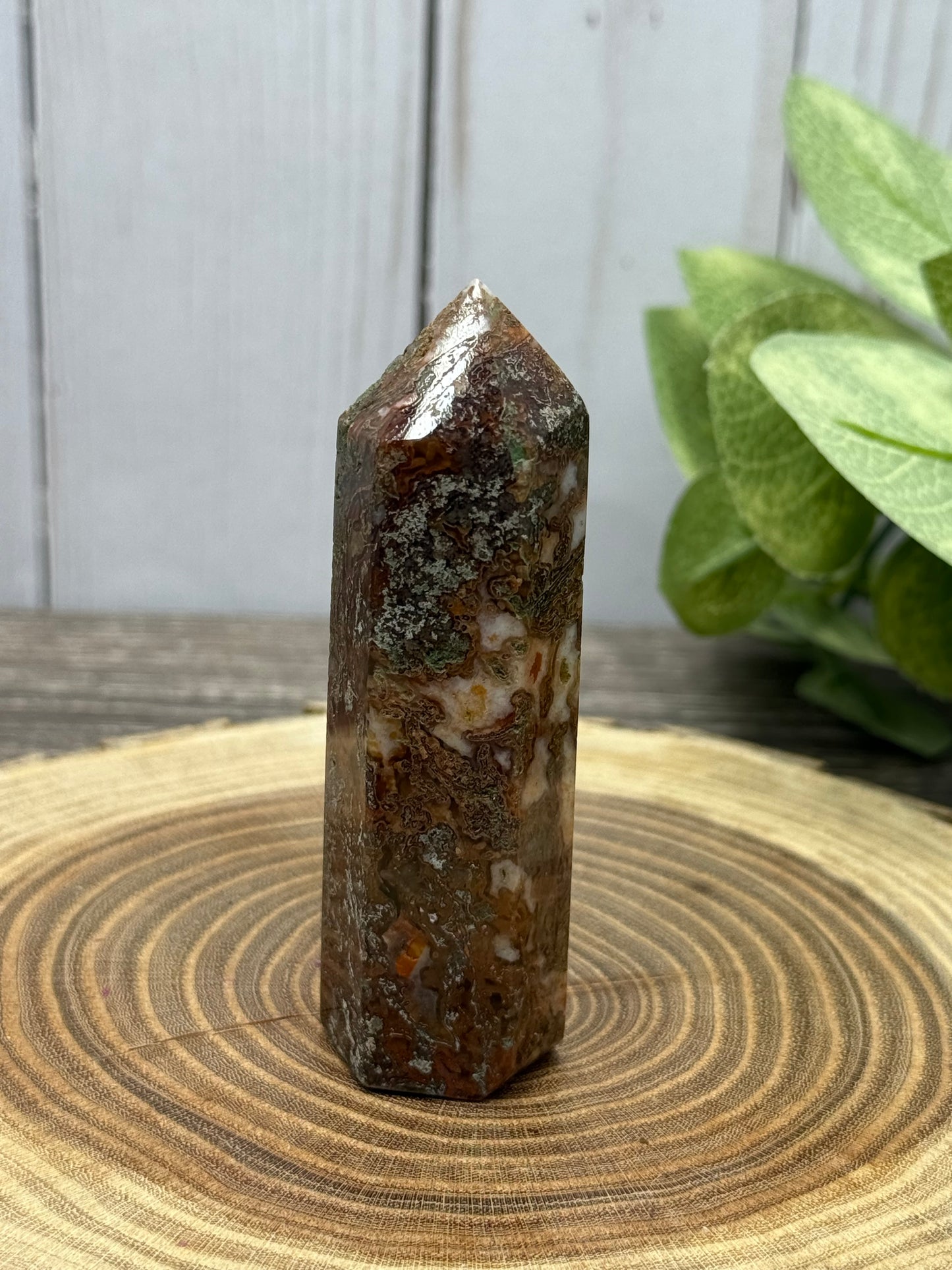 Moss Agate and Carnelian Mixed Tower