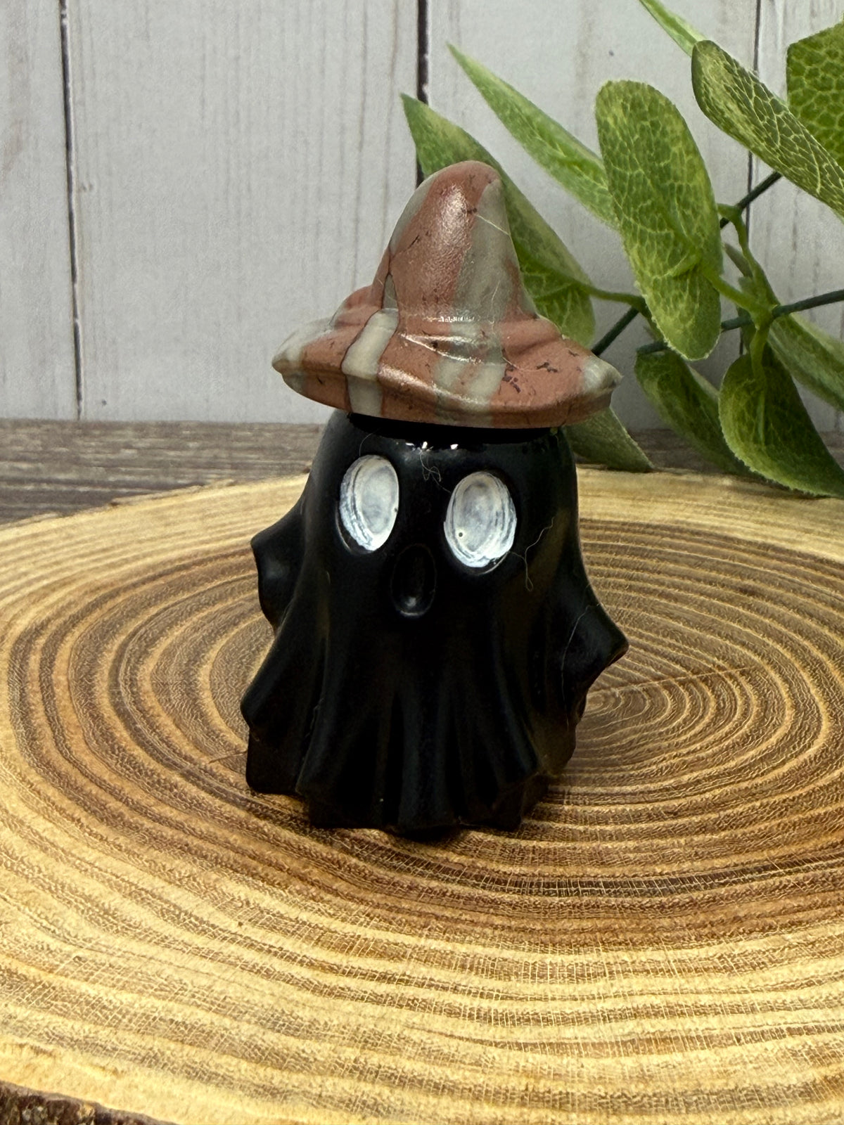 Obsidian Ghost Carving with Different Crystal Hats