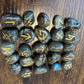 Labradorite Rune Stones Set Crystal with Elder Futhark Letterings