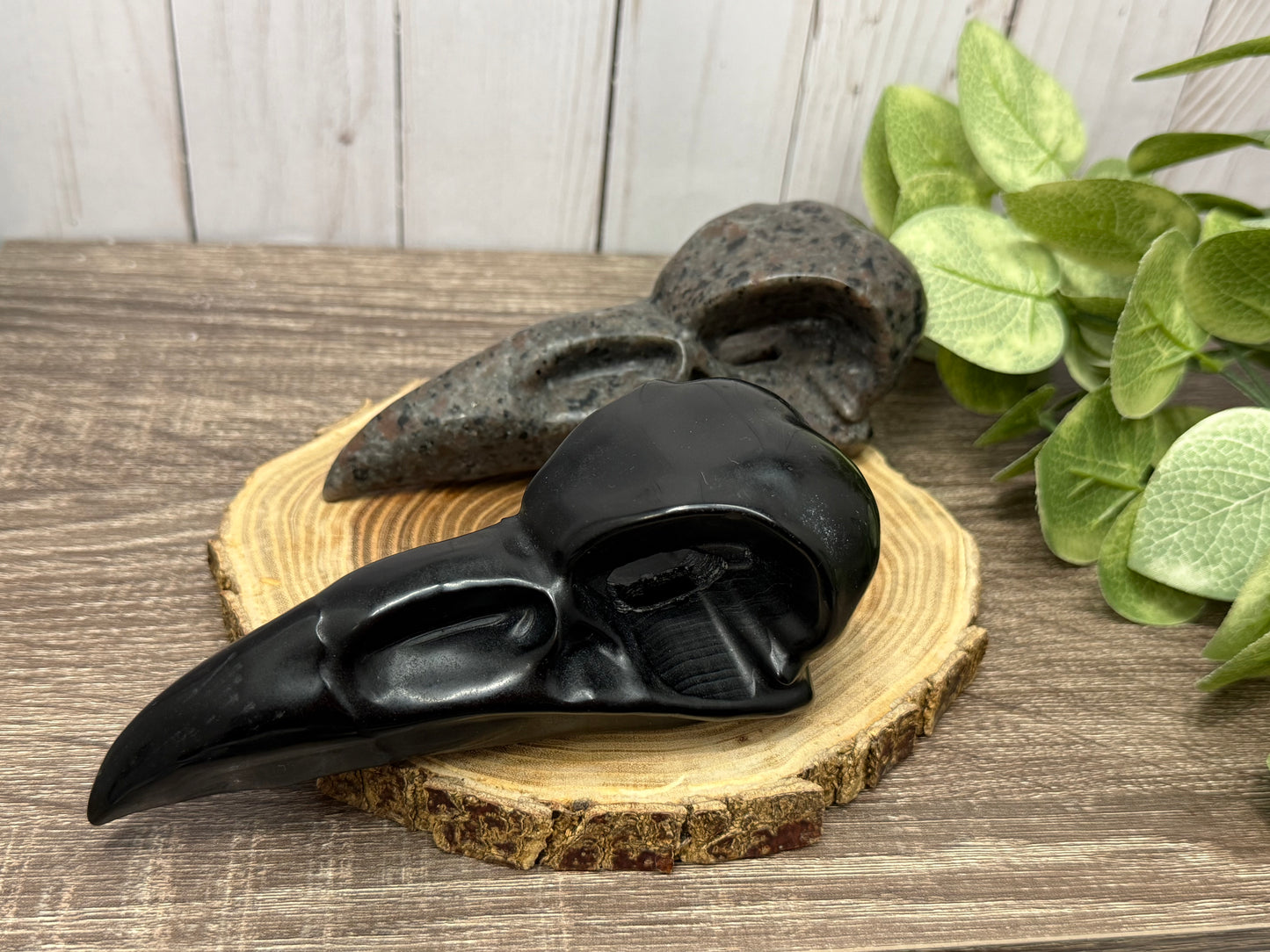 Obsidian & Yooperlite Bird Skulls/Head Carvings