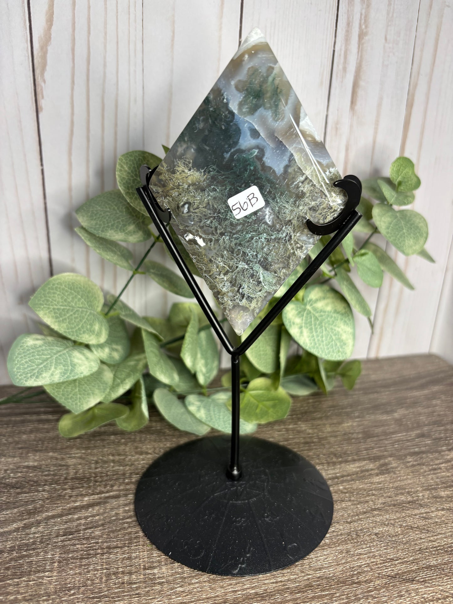 Moss Agate Diamonds with Stand