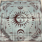 Altar Cloth Suede light blue & brown - moon, sun and moon phases