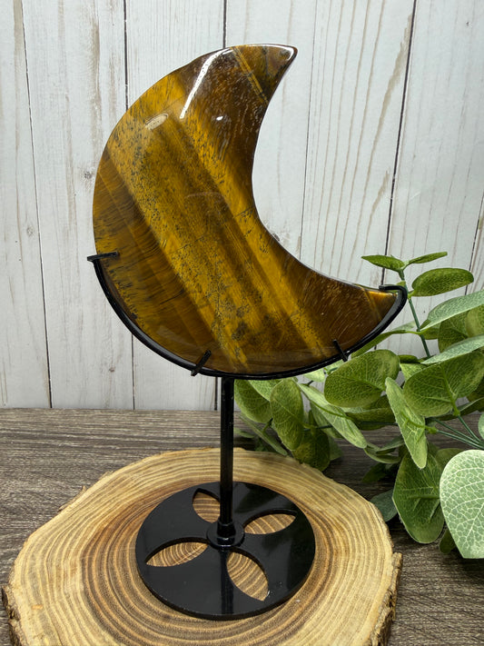 Tigers Eye Moon on Stand
