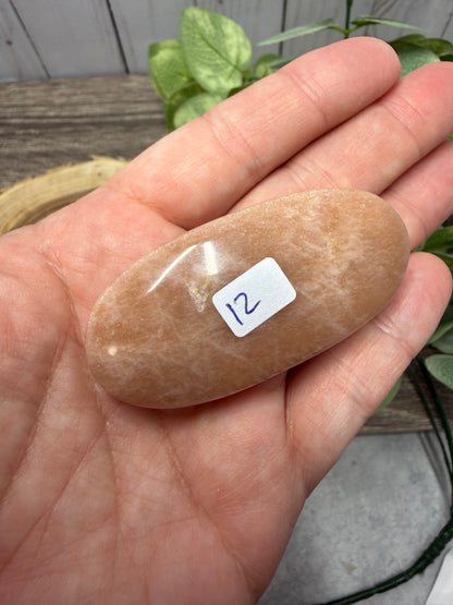Peach Moonstone Palm Stones