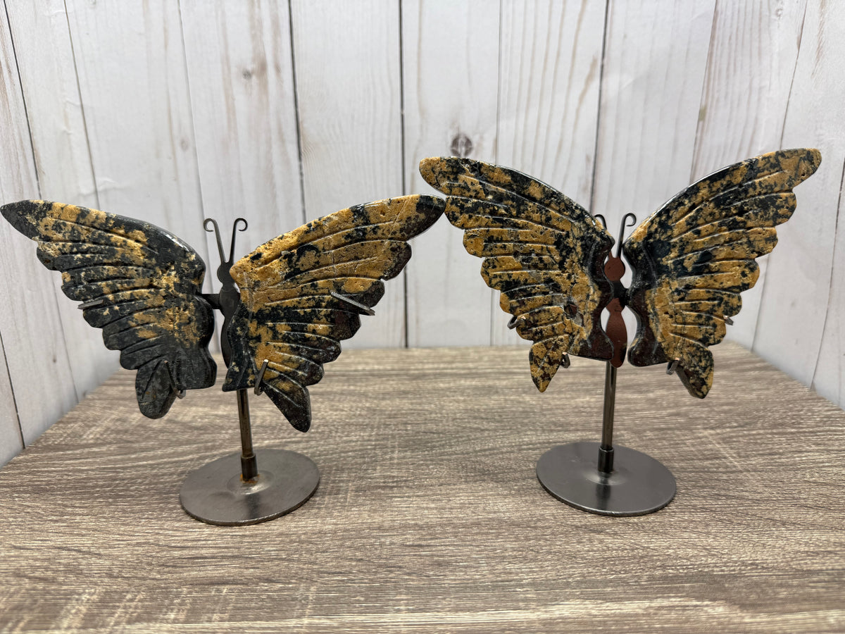 Butterfly Wings on Stand - Rhodonite