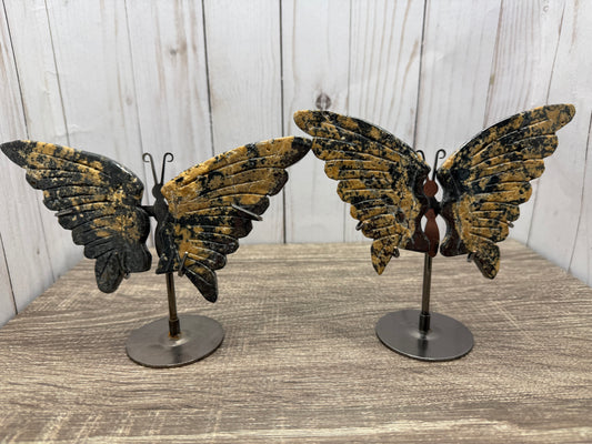 Butterfly Wings on Stand - Rhodonite