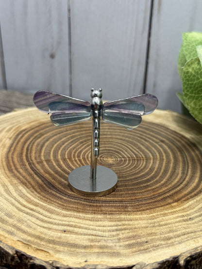 Small Dragonfly Wings on Stand - Fluorite