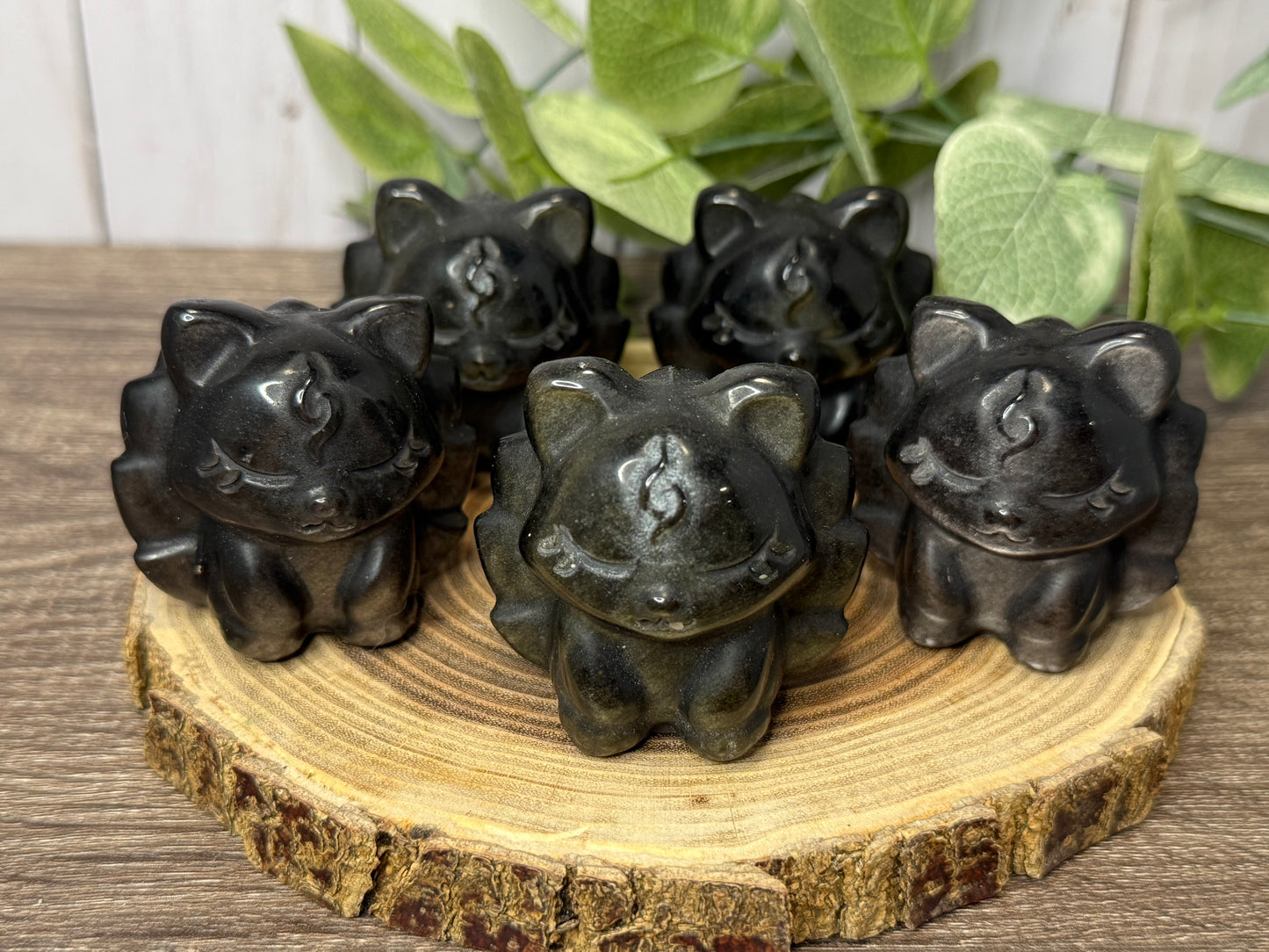Nine Tailed Fox Obsidian Carvings