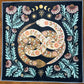 Altar Cloth - black - Floral Intertwined snakes, moon phase, flowers, Sun