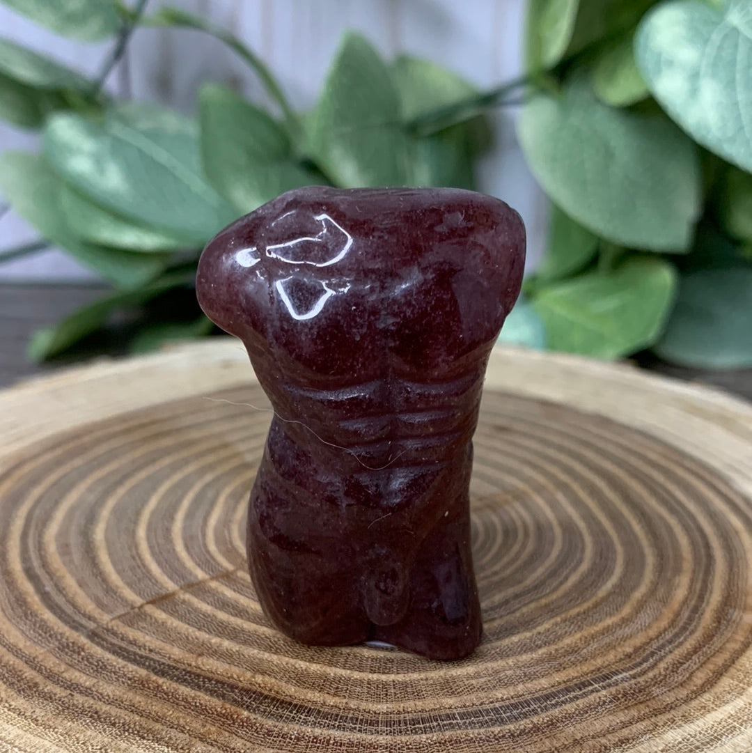 Male Body Crystal Carvings - Strawberry Quartz - Medium