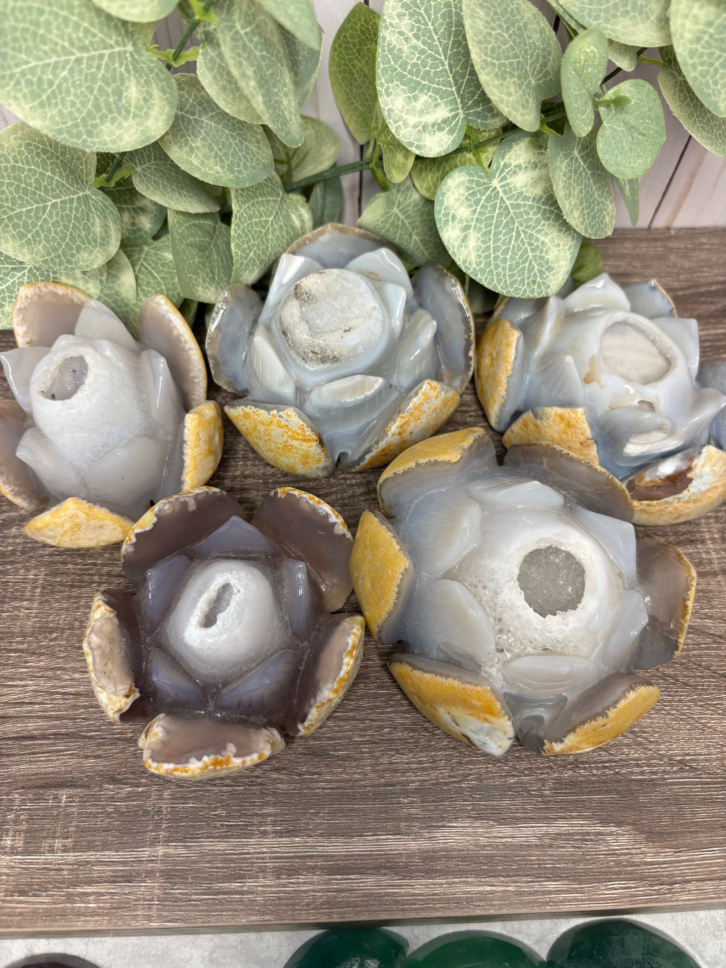 Druzy Agate Lotus Flowers