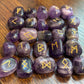 Amethyst Rune Stones Set Crystal with Elder Futhark Letterings - Set 1