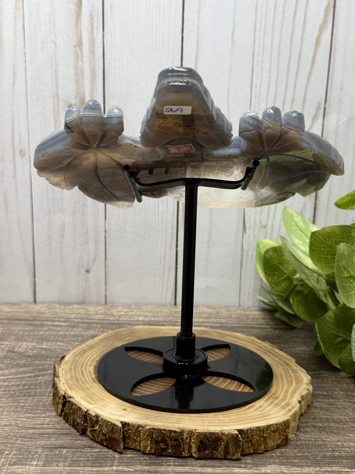 Agate Dragon on Black Stand that Rotates