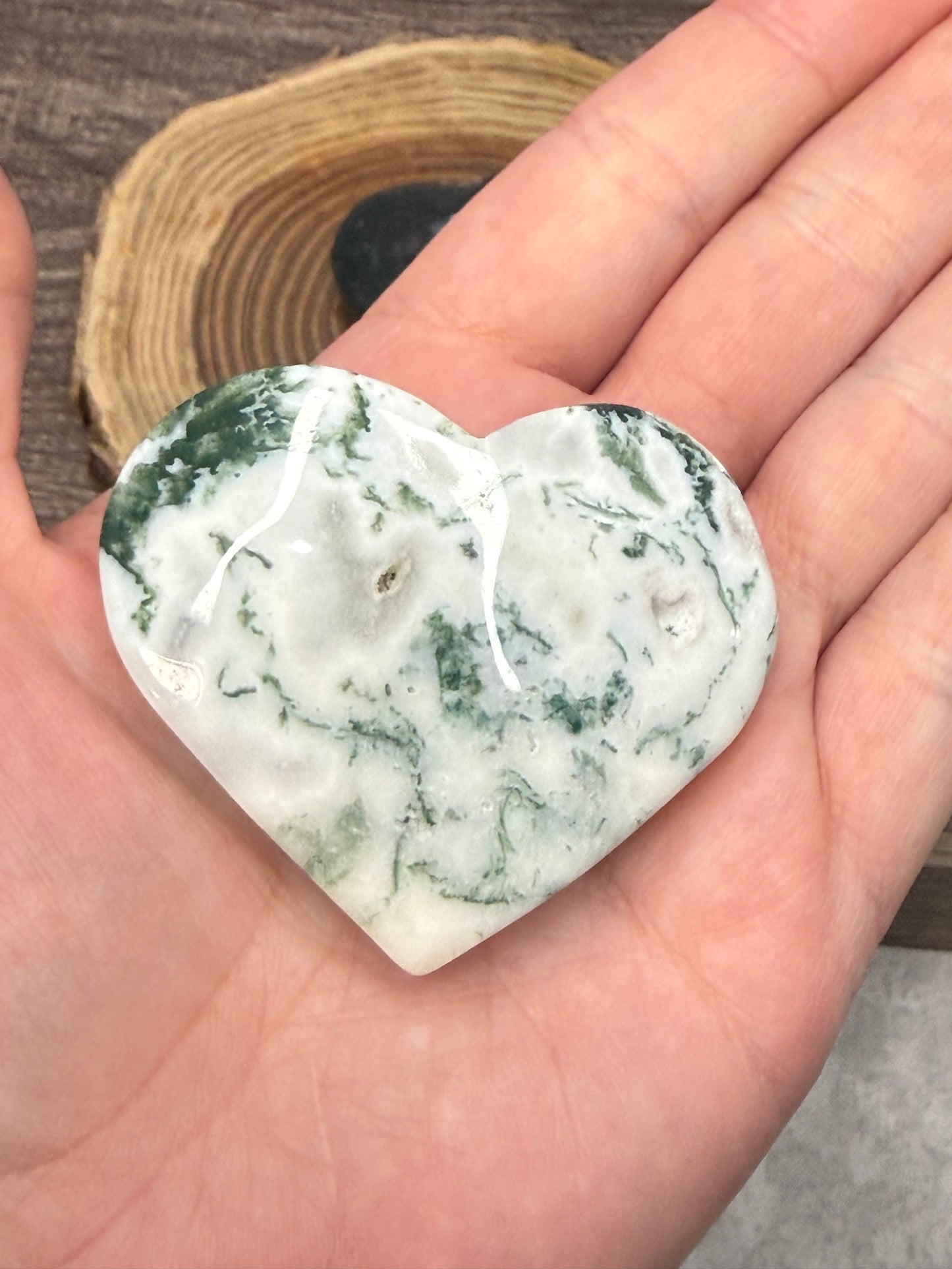 Moss Agate Hearts