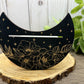 Card Stand, Card Holder, Card Board - Wooden Half Moon, Flowers & Stars (black)