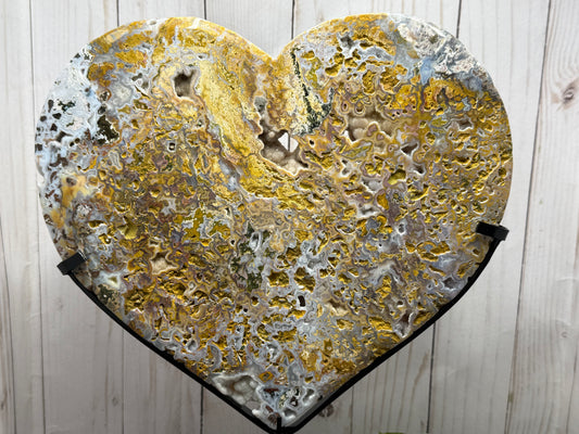 Extra Large Ocean Jasper Heart on Stand