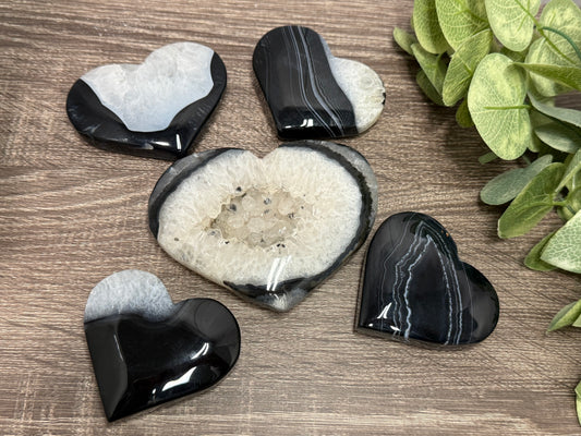Black Agate Hearts