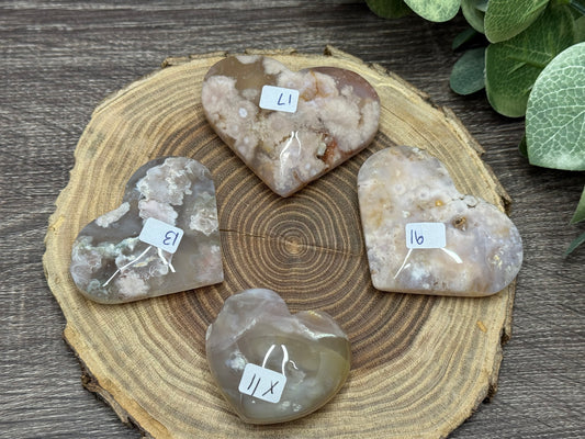 Flower Agate Hearts
