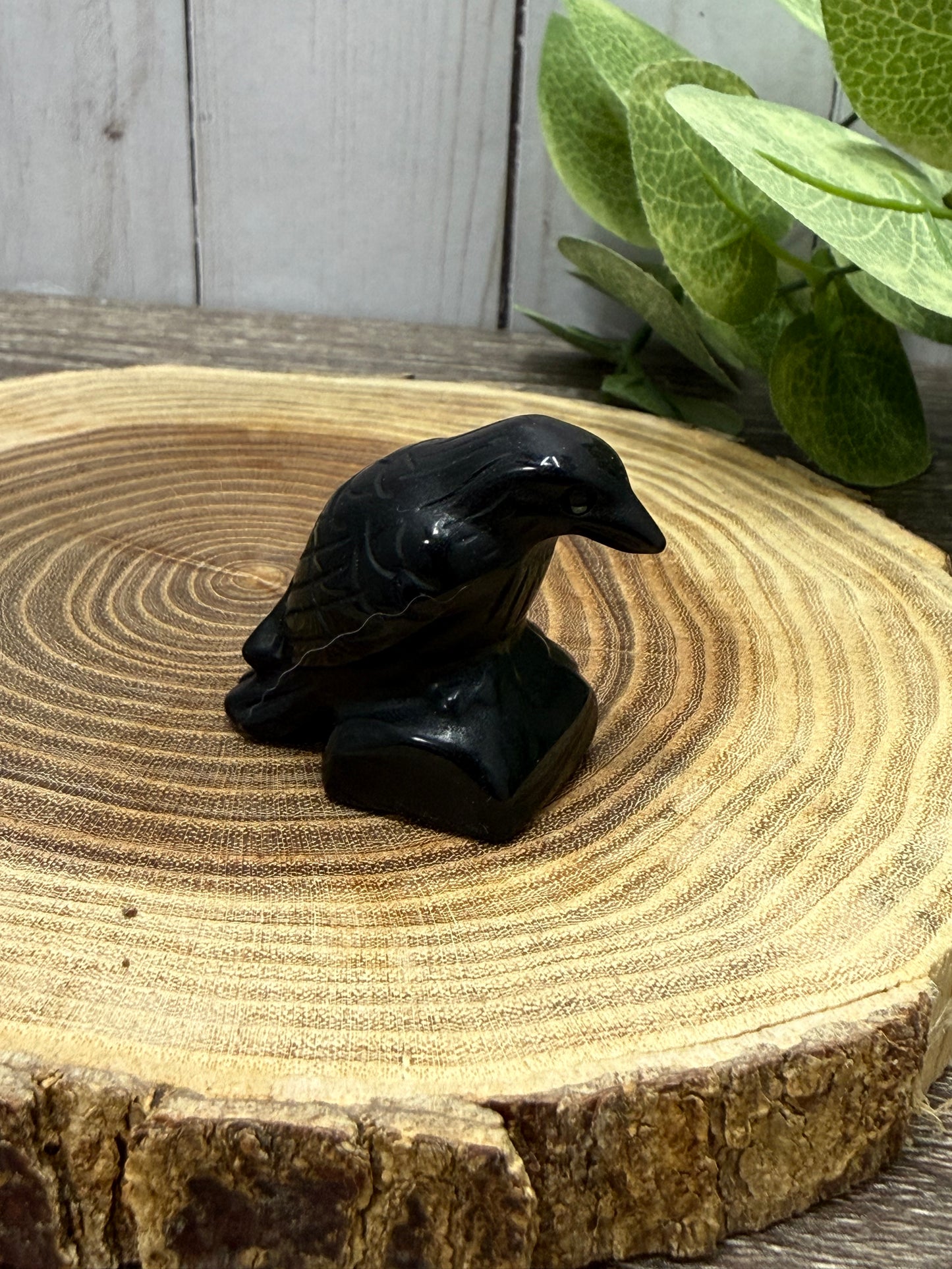 Raven Obsidian Carving - Medium SIze