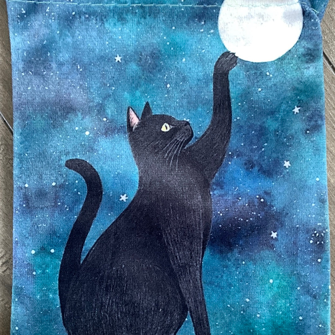 Card Deck or Crystal Pouch , Cat Pawing at Full Moon