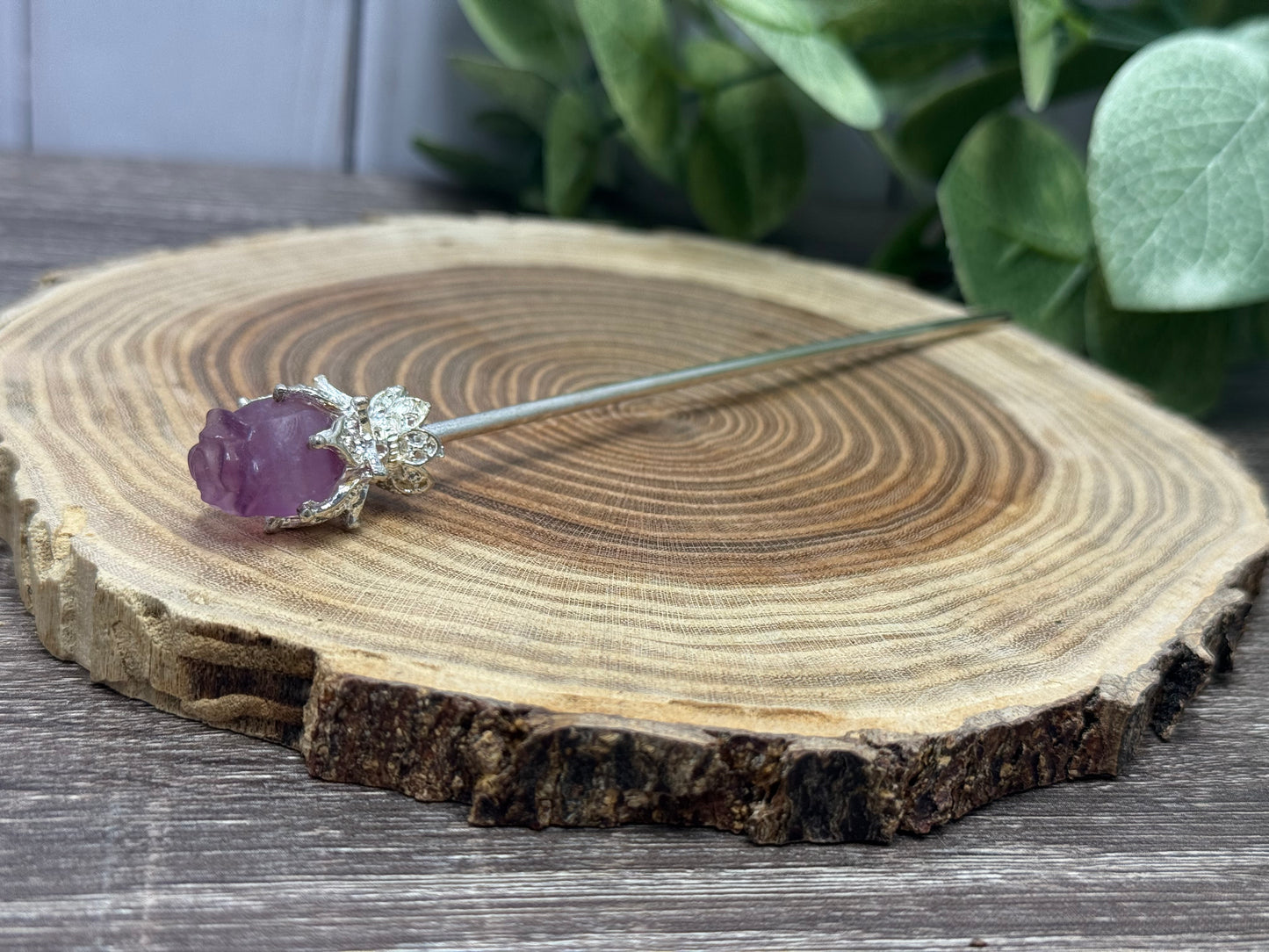 Fluorite Rose Hair Pins