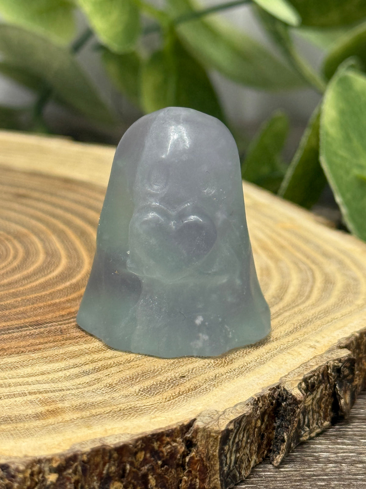 Crystal Ghost Carving Holding A Heart