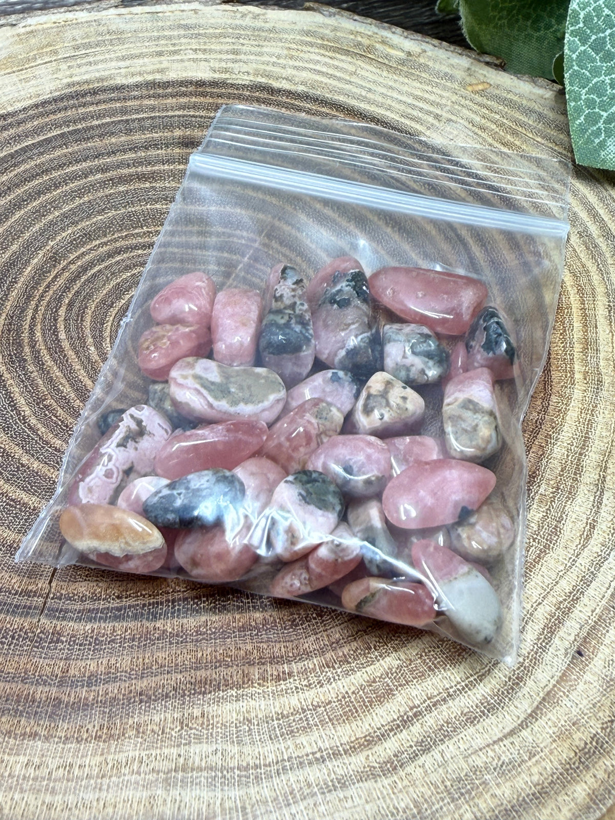 Rhodochrosite Crystal Chip Bag