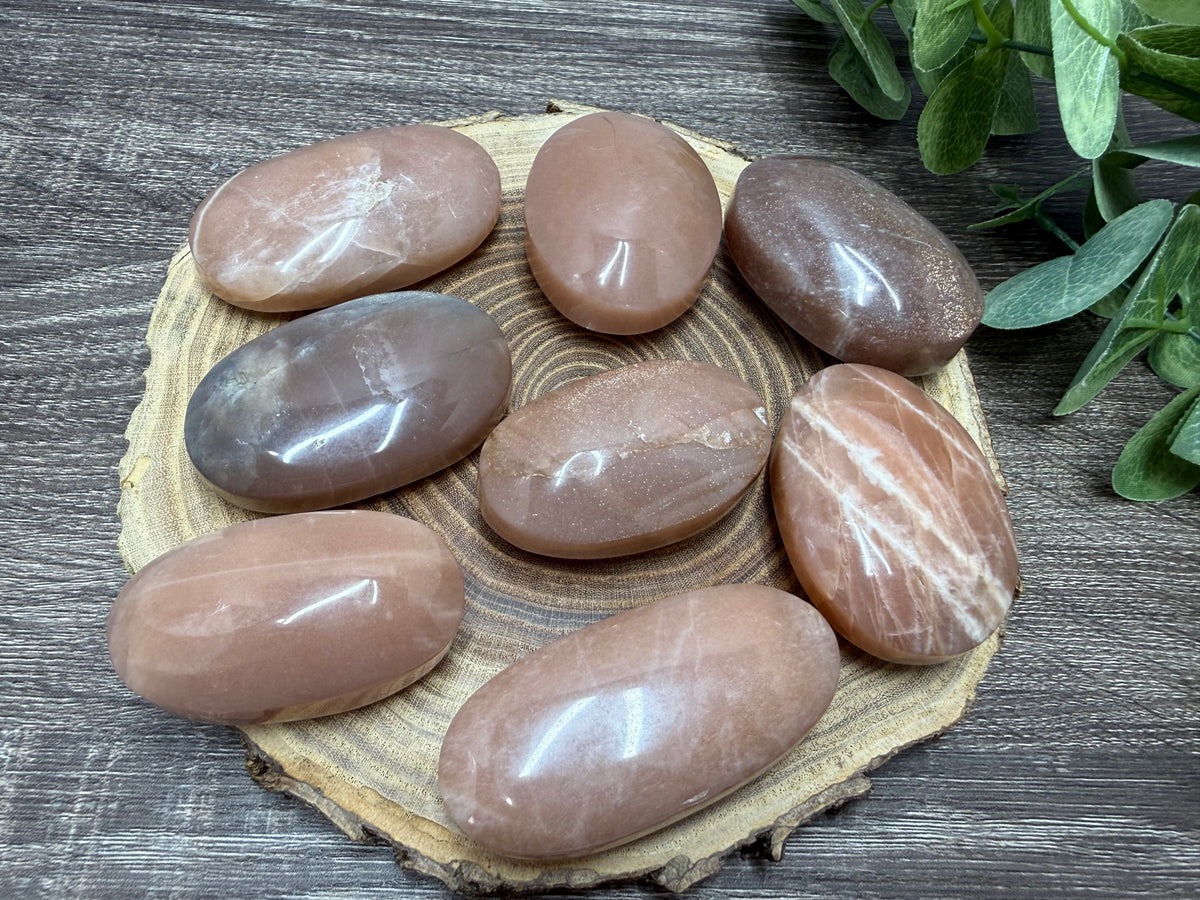 Peach Moonstone Palm Stones