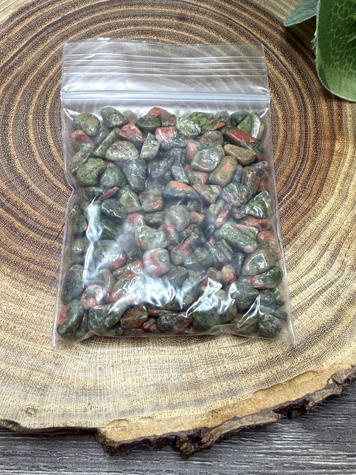 Unakite Crystal Chip Bag