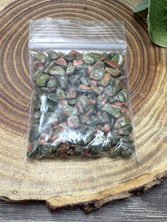 Unakite Crystal Chip Bag