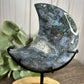 Moss Agate Moon on Stand