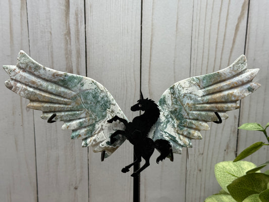 Pegasus Wings on Stand - Ocean Jasper