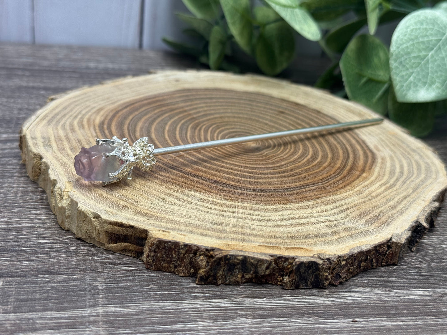 Fluorite Rose Hair Pins