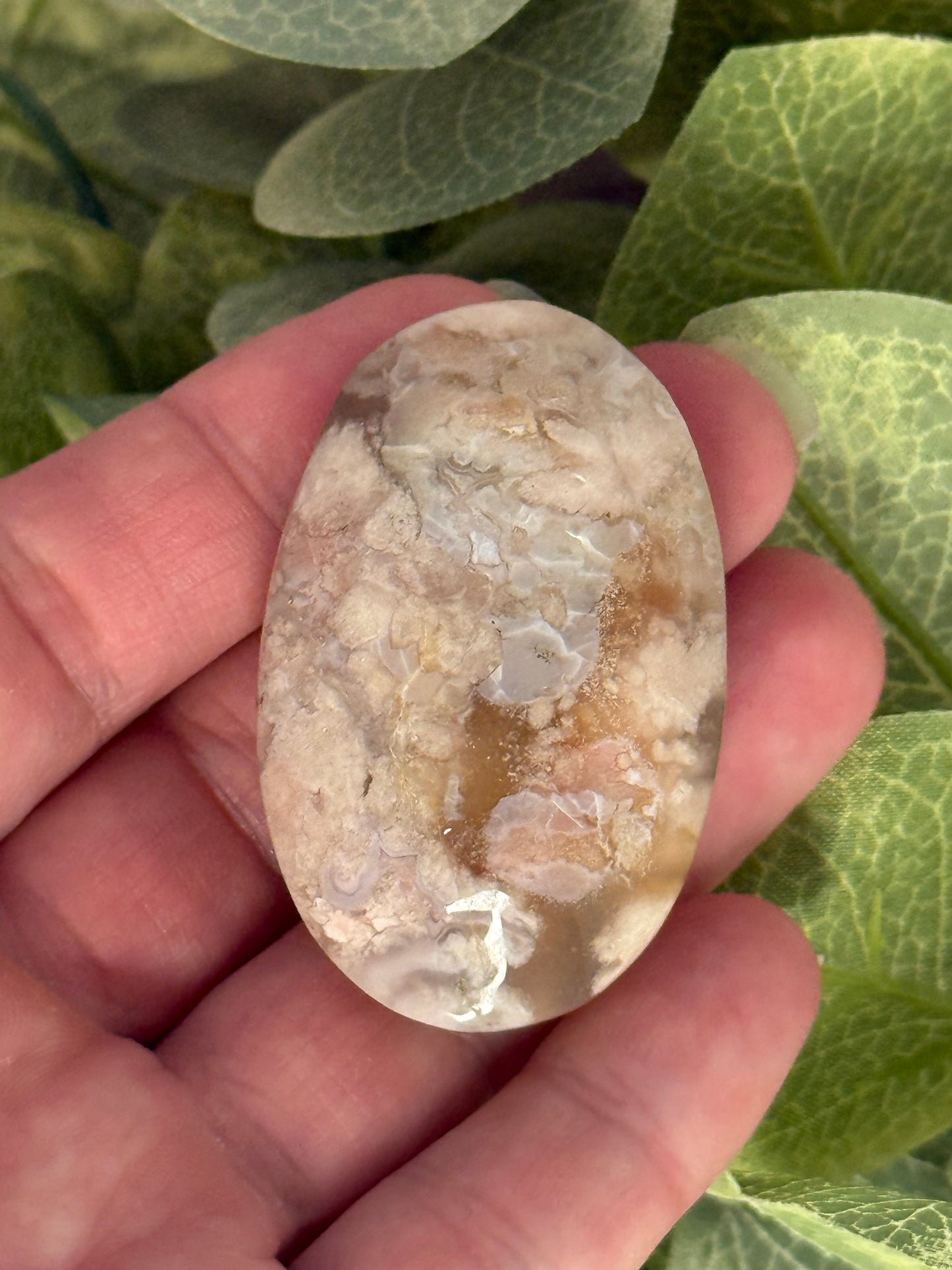 Flower Agate Palm Stones