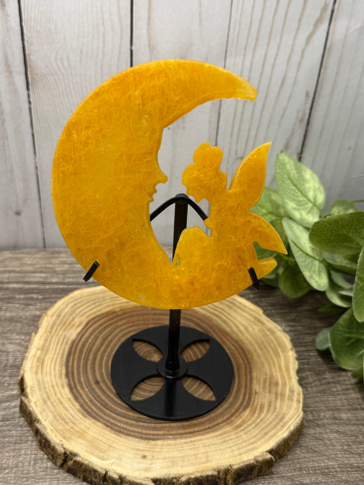 Fairy and Moon Carving on Stand