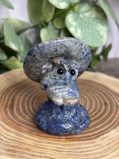 Owl with Mushroom Carvings