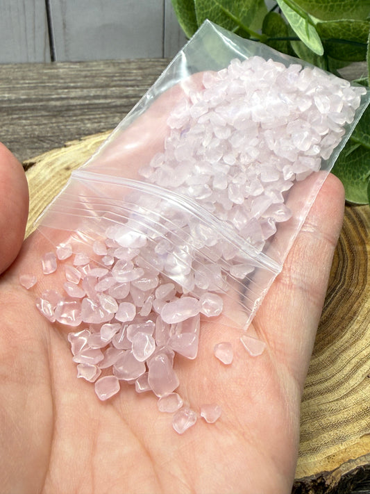 Rose Quartz Crystal Chip Bag