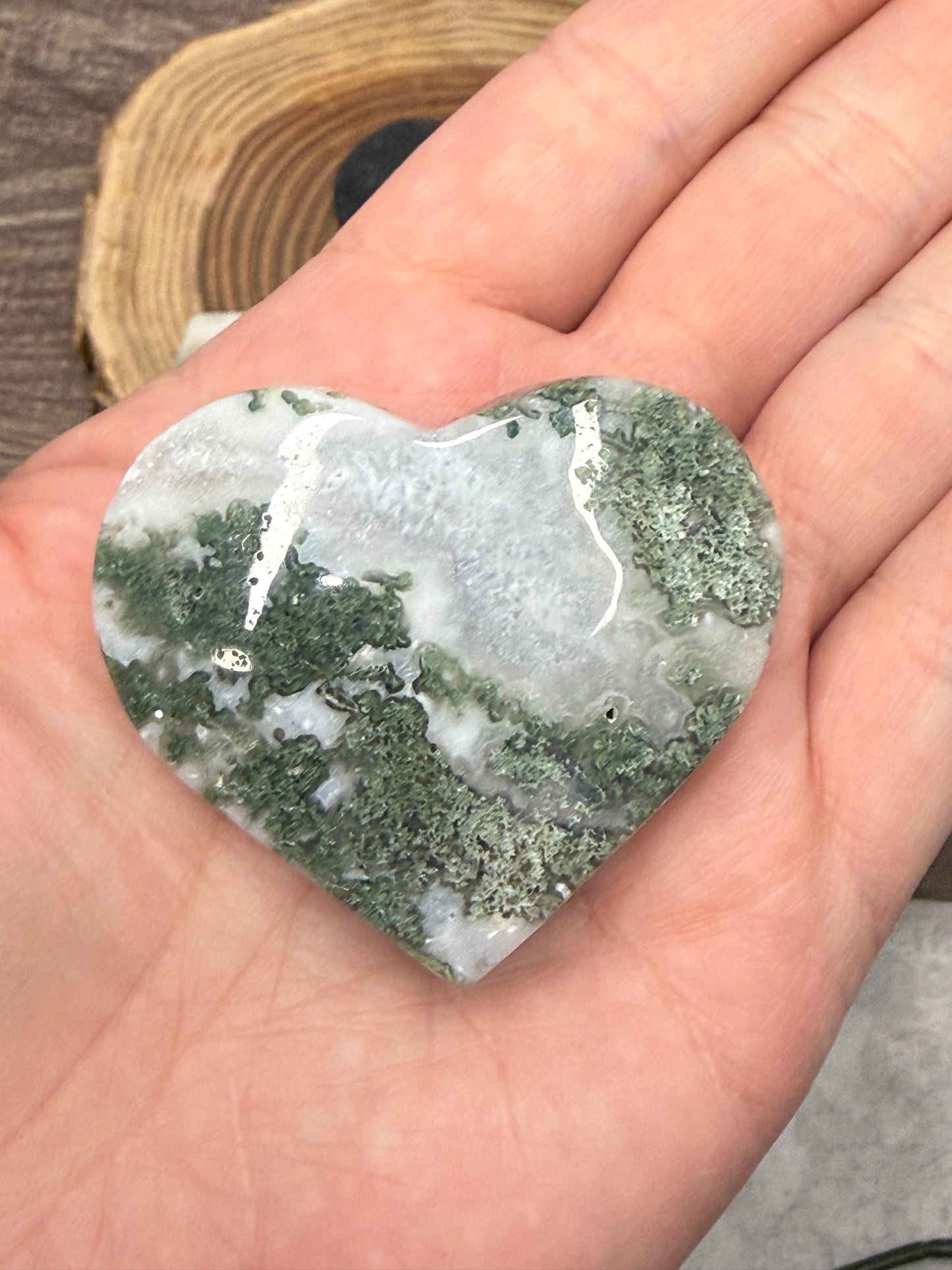 Moss Agate Hearts