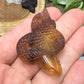 Snake Carving - Chevron Amethyst, Fluorite