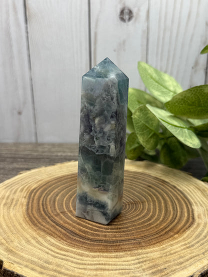 Fluorite Tower (green with a bit of purple, square style)