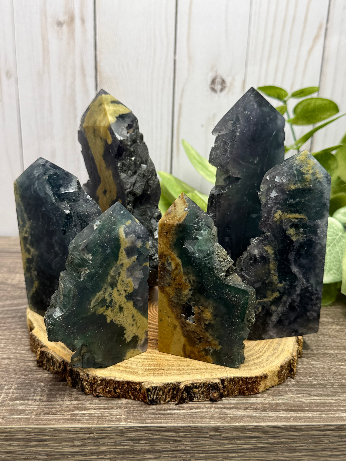 Fluorite & Pyrite Towers with Raw Edge